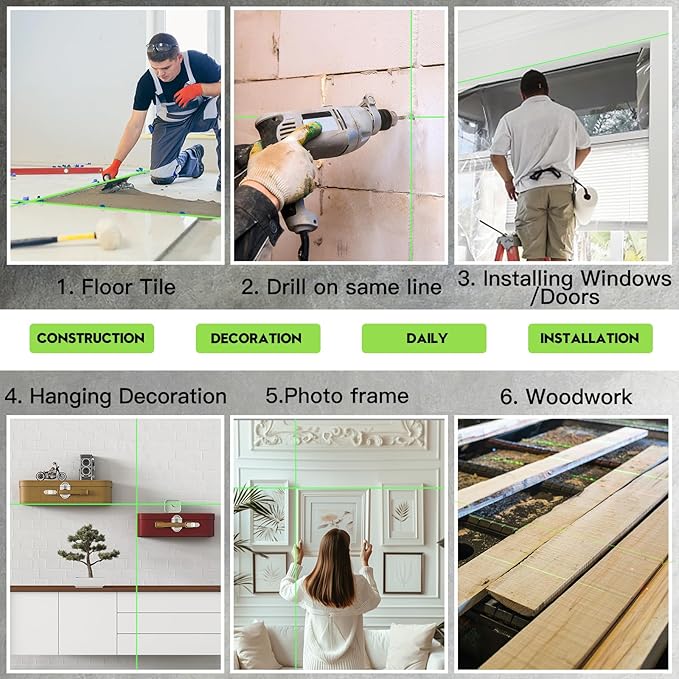 Laser Level with tripod 16 Lines Self Leveling, 4x360° 4D Green Beam Cross Line Lazer Level with 2 Batteries,Horizontal/Vertical Line Laser Remote Control for Tiling Floor Construction Picture Hanging