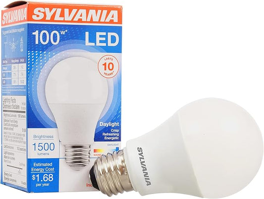 SYLVANIA LED Light Bulb, 100W Equivalent A19, Efficient 14W, Medium Base, Frosted Finish, 1500 Lumens, Daylight - 1 Pack (79294)