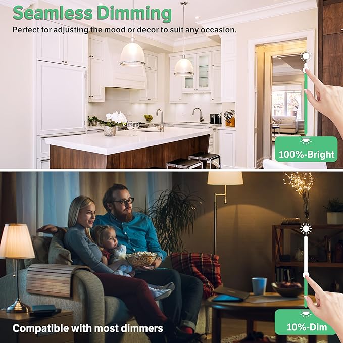 4-Pack Daylight White LED Bulbs - Brighten Your Bedroom & Living Room, 60W Equivalent, 5000K, 9W, 15000-Hour Life, E26 Base