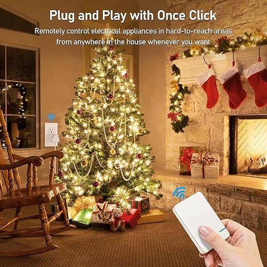 Thinkbee Remote Control Outlet Plug, 15A /1500W 600ft RF Range Wireless Light Switch Kit, Expandable Remote Outlet Switch for Lamp Fan Household Appliances, 80-275V with Anti-Surge 4000V