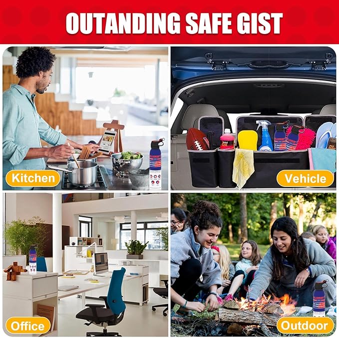 Fire Extinguisher for Home & Vehicle - 600g Fire Extinguisher | Grease & Electrical Fire Extinguisher for Kitchen, Car, Portable (2-Pack)