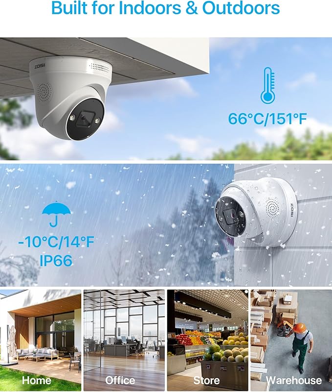 ZOSI 16CH 4K PoE Security Camera System with Person Vehicle Detection,8pcs 5MP PoE IP Cameras Outdoor Indoor,2 Way Audio,Color Night Vision,16CH 4K NVR Recorder with 4TB HDD for 24/7 Recording