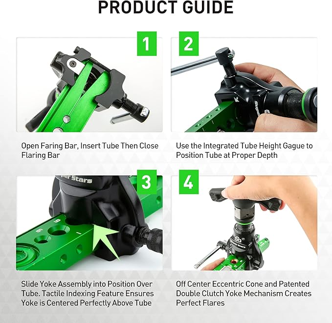 Super Stars Cordless Drill Type Flaring Tool Kit 1/4"-3/4" Single Flare Tool 45° Eccentric HVAC Air Condition Refrigeration Tool