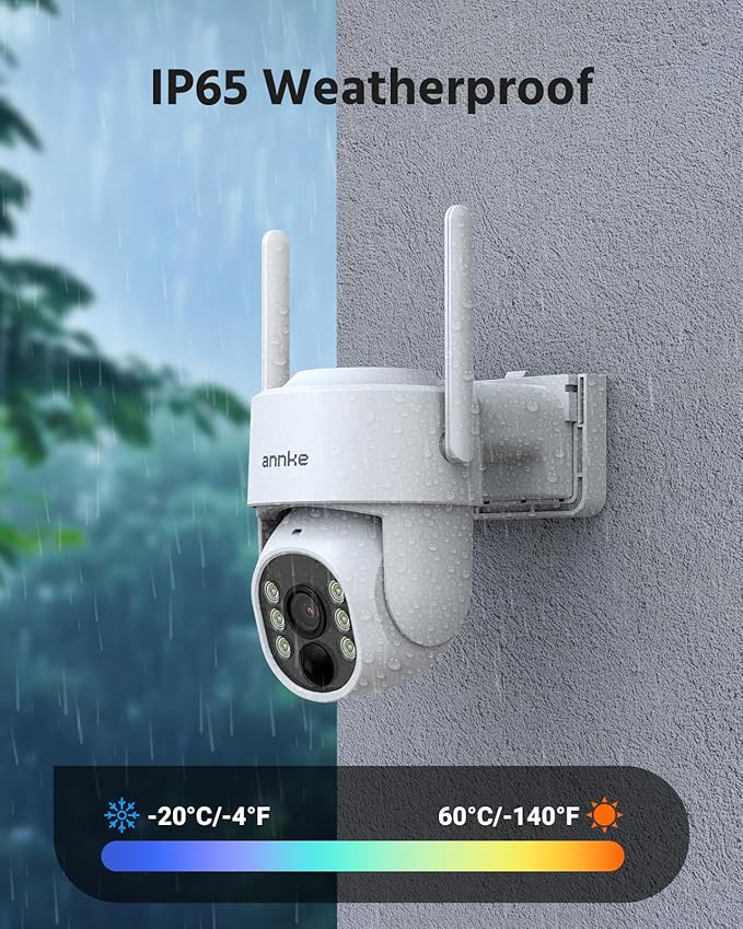 ANNKE 4MP 2K Wireless Security Camera Outdoor, 5MP 2-Cam Kit Solar Surveillance System, PIR Human Detection, 360° Pan&Tilt, Compatible with Alexa, Color Night Vision, No Monthly Fee, 64GB Memory Card