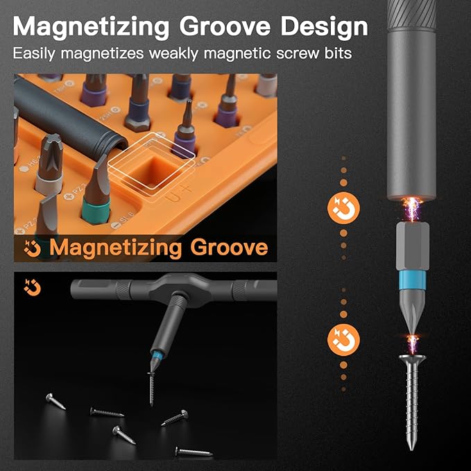 Magnetic Screwdriver Set, DIY Ratchet Screwdriver Set, Multi Bit Magnetic Drive Set with Detachable Ratchet Handle, Portable Compact Repair Tool Kit for Furniture Computer Bicycle