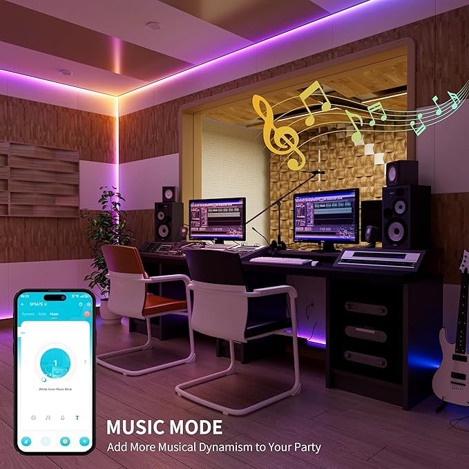 MIWISE RGB Smart COB LED Strip Light,Color Chasing Music Sync Smart IC LED Strip Lights,WS2811 Addressable Multiple Colors LED Tape Lighting Work with Alexa/Google,for Bedroom DIY Lighting Projects