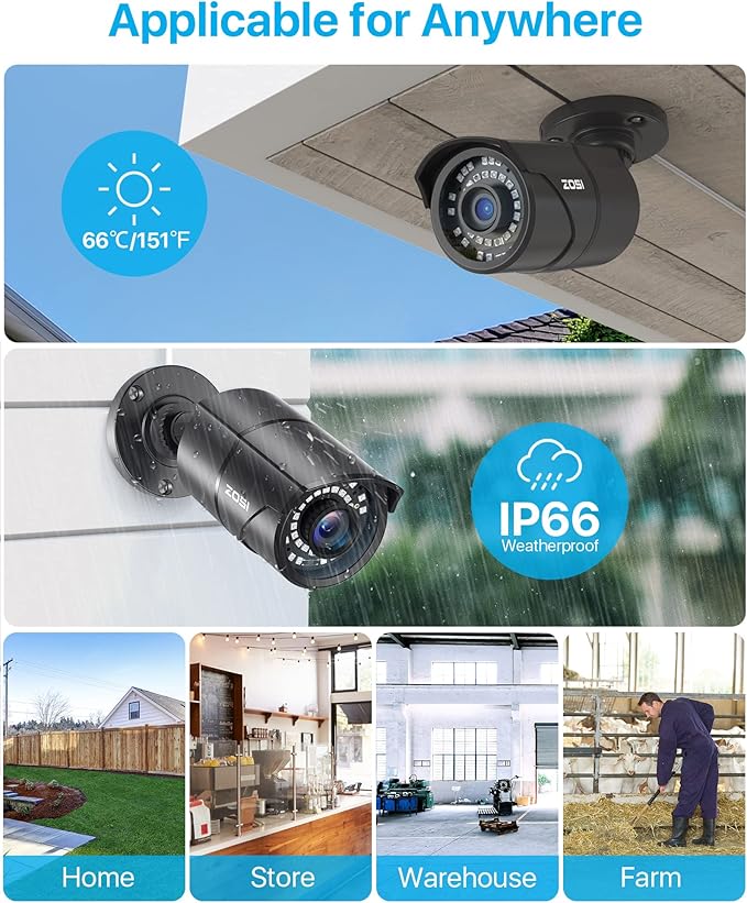 ZOSI 4 Pack 5MP 3K Add-on Security POE Camera with Cable, 2880 x 1620 Indoor Outdoor Bullet IP Camera, 120ft Night Vision, 3.6mm Lens, 95°View Angle, IP66 Weatherproof (Only Work with Our PoE NVR)