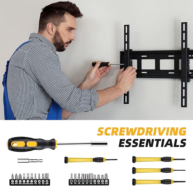 40-Piece Home Tool Kit with Easy Carrying Box, Small Basic Hand Tool Set Perfect for DIY Building, Home Maintenance and Woodworking, Great for College Students