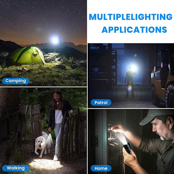 Flashlight Rechargeable 90,000 High Lumens - 3 Pack Bright LED Flash Light with 5 Modes, Handheld Waterproof Linterna for Camping, Home, Outdoor