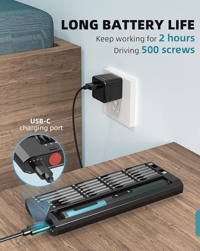 Mini Electric Screwdriver with Display, Precision Electric Screwdriver with 5 Torque Settings, 48pcs S2 Magnetic Bits, LED Light,Electric Screwdriver Cordless for Electronics Phone Camera Laptop Watch