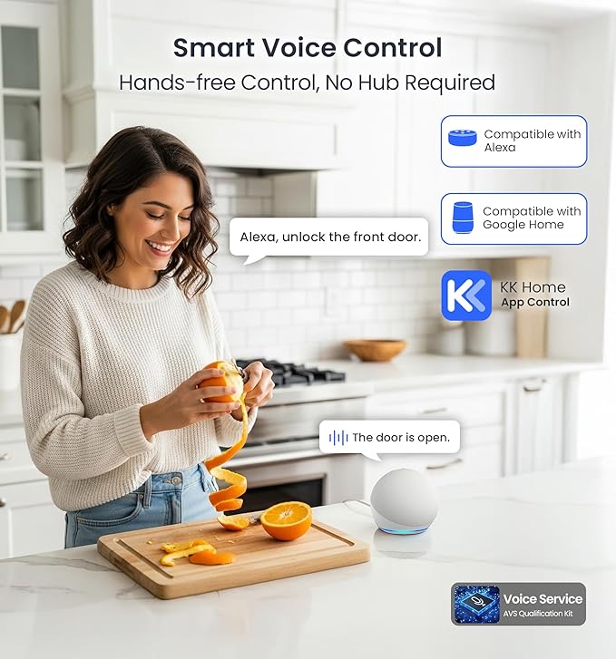 Veise VE027 Built-in Wi-Fi Smart Lock, Fingerprint Keyless Entry Front Door Lock, App Remote Control, No Hub Needed, Keypad Deadbolt with Long Battery Life, IP65 Waterproof, BHMA Grade 3, Matte Black