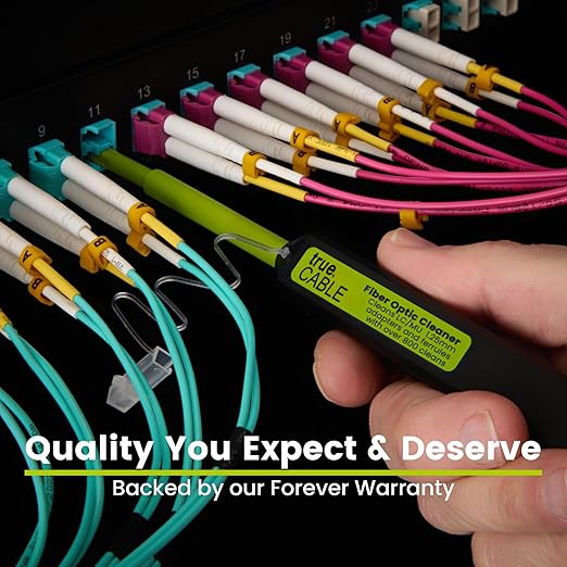 TRUE CABLE Fiber Optic Pen Click Cleaner, Dual Position, 1 PCS, LC/MU, 800+ Cleans, 1.25mm UPC/APC Connector Ferrules, Anti-Static, Endface Cleaning Pen