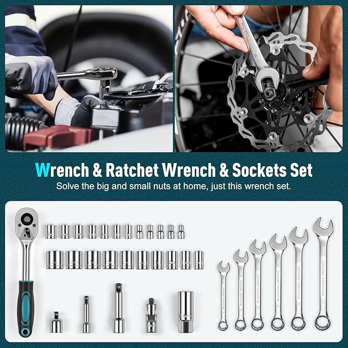 Sundpey 379-PCs Home Tool Kit - Portable Complete Household and Auto Repair Tool Set - Hand General Basic Tool Box Storage Case with Drawer - Full Basic Toolkit for Handyman & Diyer & Homeowner