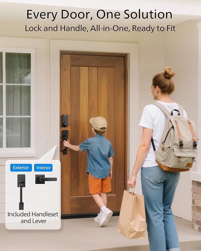 Philips Wi-Fi Smart Deadbolt Lock with Handle Set, Keyless Entry Door Lock for Front Door, Built-in WiFi, Compatible with Alexa & Google Assistant, Auto Locking