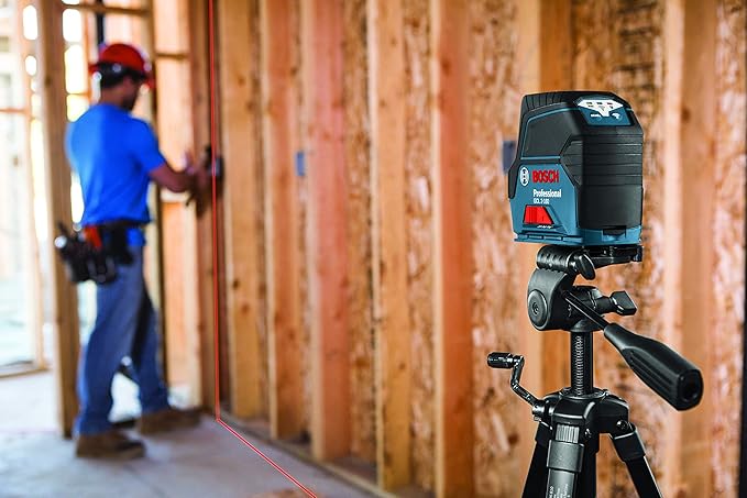 BOSCH GCL 2-160 65 Ft Self-Leveling Cross-Line Laser with Plumb Points, Includes Magnetic Rotating Mount, Ceiling Grid Clip, Laser Target Plate, 3 AA Batteries, & Hard Carrying Case