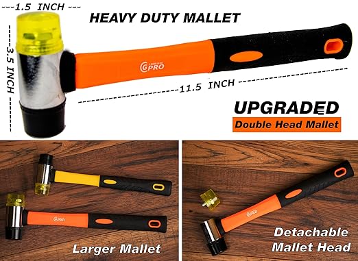 43-Piece Laminate Flooring Installation Kit Tapping Block with Handle Heavy Duty Pull Bar, Reinforced Mallet, 40 Spacers, Vinyl Plank & Wood Floor Tools, Flooring Kit for Laminate & Vinyl Planks