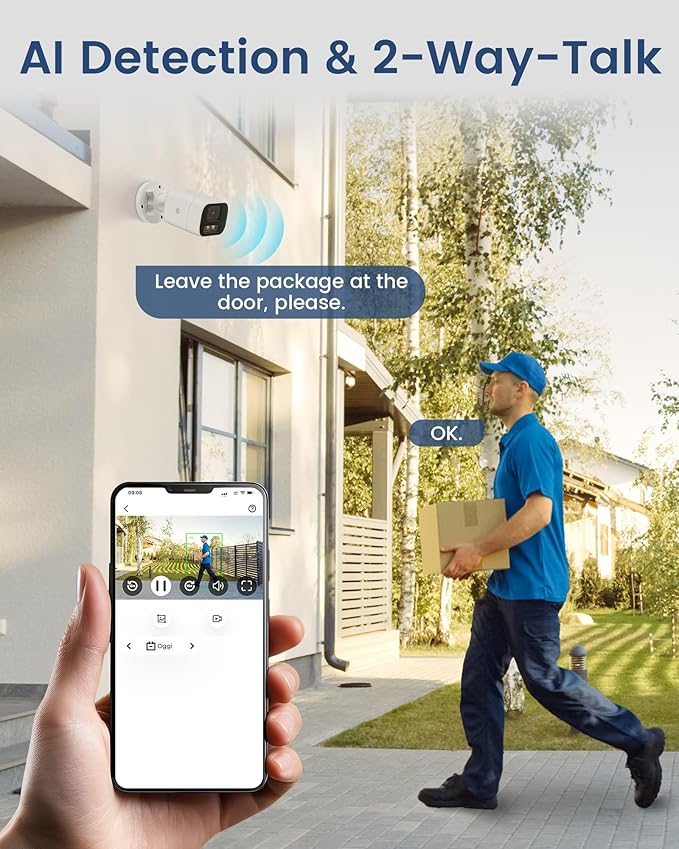 5MP 16CH Home Security Camera System, 10Pack Wired PoE IP Cameras Outdoor with Person/Vehicle Detection, 4K 16CH NVR with 4TB HDD, Spotlight Siren, 24/7 Recording