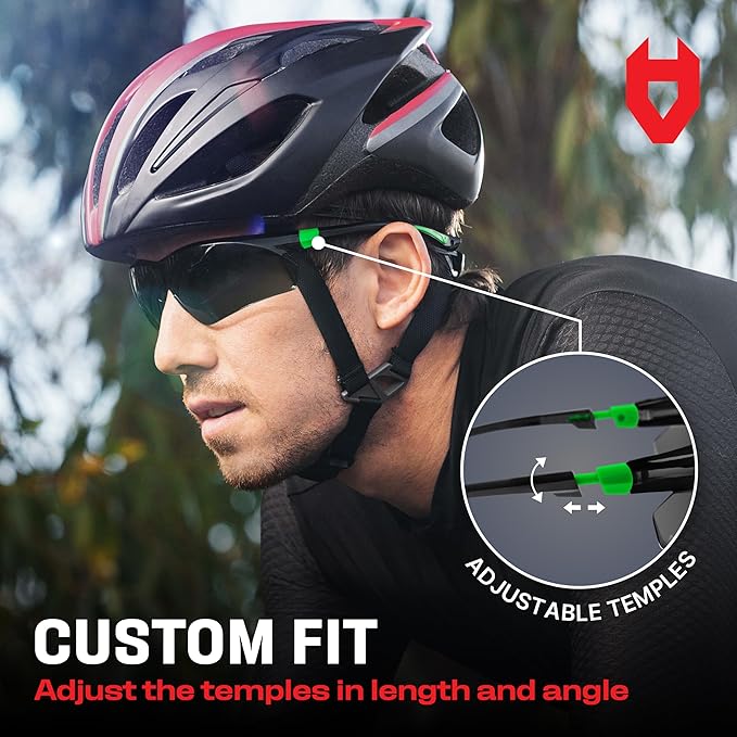 NoCry Safety Sunglasses with Green Tinted Wraparound Lenses — ANSI Z87.1 Tinted Safety Glasses for Men and Women with Adjustable Arms and No-Slip Grips — Work Glasses with 100% UV Protection