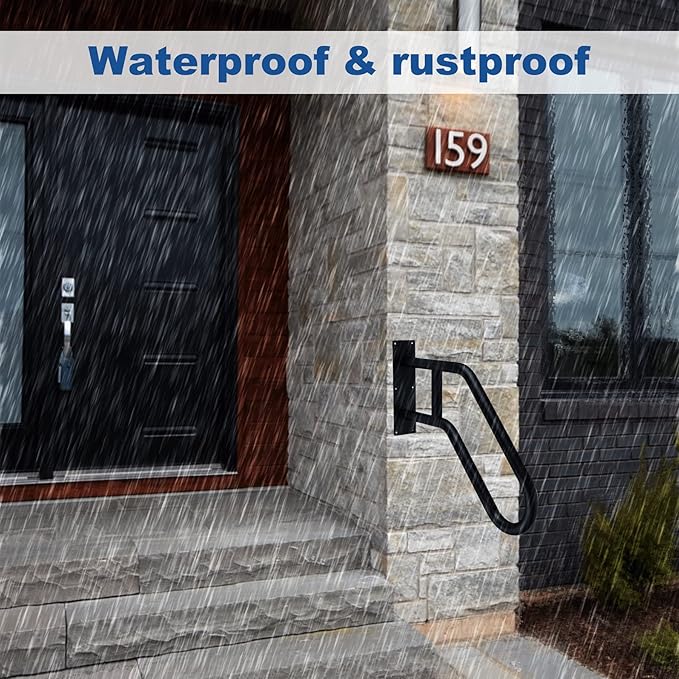 Handrail for Outdoor Steps,28.7Inch Length Stainless Steel Wall Mount Handrail with Polished Surface,afety Grab Bar, Black Hand Railings for Porch Steps,Stairs,Garage