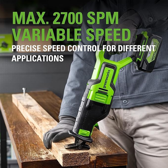 Greenworks 24V 10pcs Combo Kit,(2) Batteries & (2) Chargers. 800in/lb Drill&Impact Driver with Bits,Wrench, Multi-tool, Reciprocating Saw&Jigsaw, Circular saw, Angle Grinder and Flashlight