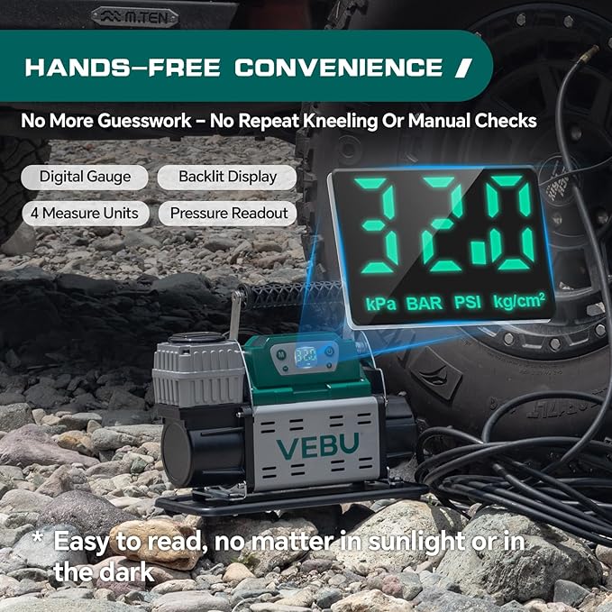 ‌RV Air Compressor 12V Tire Inflator, 150PSI with Auto Shut-off, Digital Display & Preset, 5.65CFM Fast Inflation for Off-road Vehicles, Trucks, SUVs, RVs, ATVs, Corded Electric