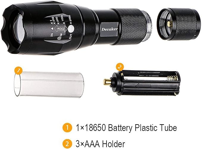 TC1200 Tactical Flashlight Super Bright 1200 Lumens 5 Light Modes Zoomable LED Flashlights Torch,2-Pack