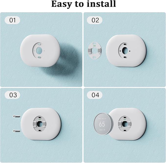 Wall Plate Cover Trim Kit Compatible with Google Nest Thermostat 2020, Wall Plate Cover for Google Nest Thermostat 2020, Easy to Install - Snow