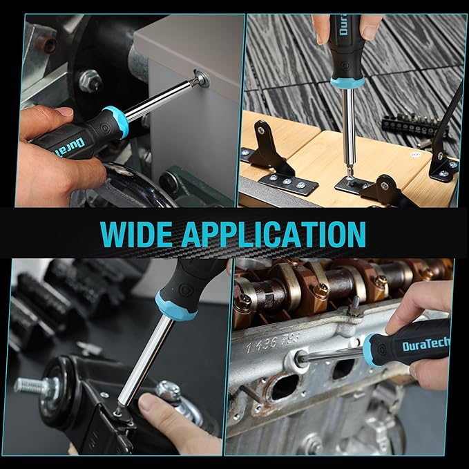 DURATECH Screwdriver, Multi-Function Screw Driver Set with 60 Replaceable Cr-V Bits(Flat, Phillips, Torx, Hex, Square), All in One Screwdrivers with Rolling Barrel Bits Holder