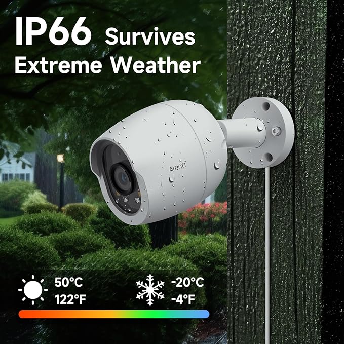 ARENTI 8MP PoE IP Camera Outdoor, 4K Bullet Surveillance Cameras for Home Security, Human/Vehicle/Pet/Package Detection, 4Pack POE Security Cameras Wired, H.265 8CH NVR with 2TB HDD for 24/7 Recording