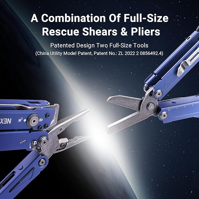 NEXTORCH PIONEER MT20 14-IN-1 Multi-tools Full-Size,Versatile Multi-tool Set with Scissors Needle Nose Pliers Pocket Clip Multi-tool for DIY Home Garden Outdoors Everyday Carry Men Gift Color (BLUE)