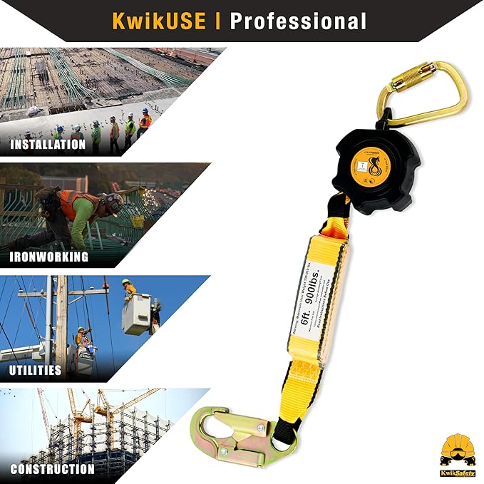 KwikSafety - 10' Cobra Web Self-Retracting Lifeline [NO Tangle Web] Class 1 Retractable Safety Lanyard SRL ANSI OSHA Fall Gear