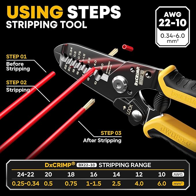 Ferrule Crimping Tool Kit, Ratchet Pliers for 24-8 AWG with 24 Types Insulated and Non-Insulated Ferrules, Hexagon Ferrule Crimper, Wire Ferrules Kit, Crimping Pliers set with Wire Strippers