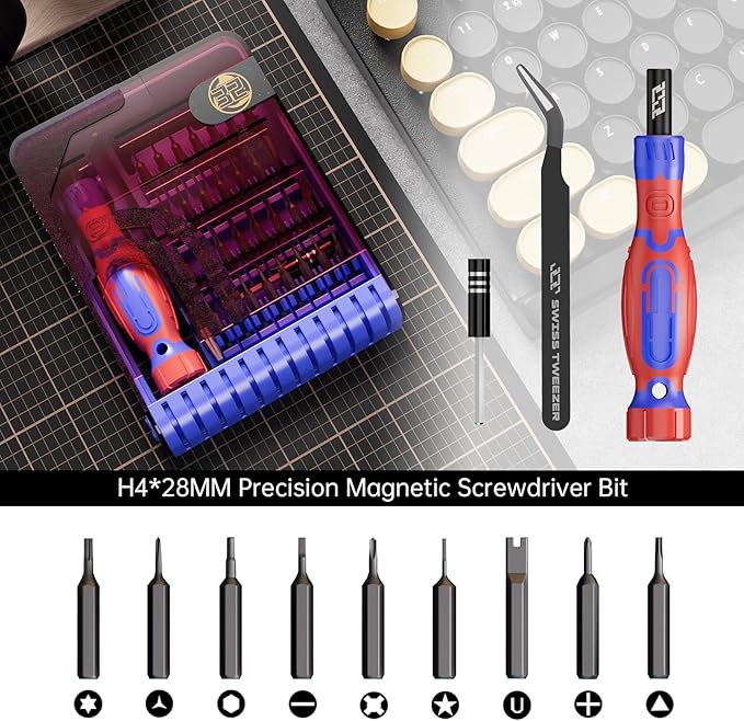 JAKEMY Precision Screwdriver Set, 33 in 1 Screwdriver Set Magnetic Driver Kit Laptop Repair Kit with Torx Screwdriver Bit Set Extension Shaft Tweezers for Electronics PS5, Watch, Jewelry, Glasses, Toy