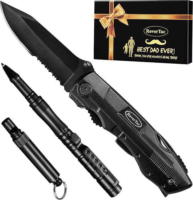RoverTac Multitool Knife Tool Set for Dad Gift, 15-in-1 Multitool Knife, Tactical Pen, Whistle in a Premium Gift Box with BEST DAD EVER, Gifts for Dad for Birthday Christmas Valentine Father's Day