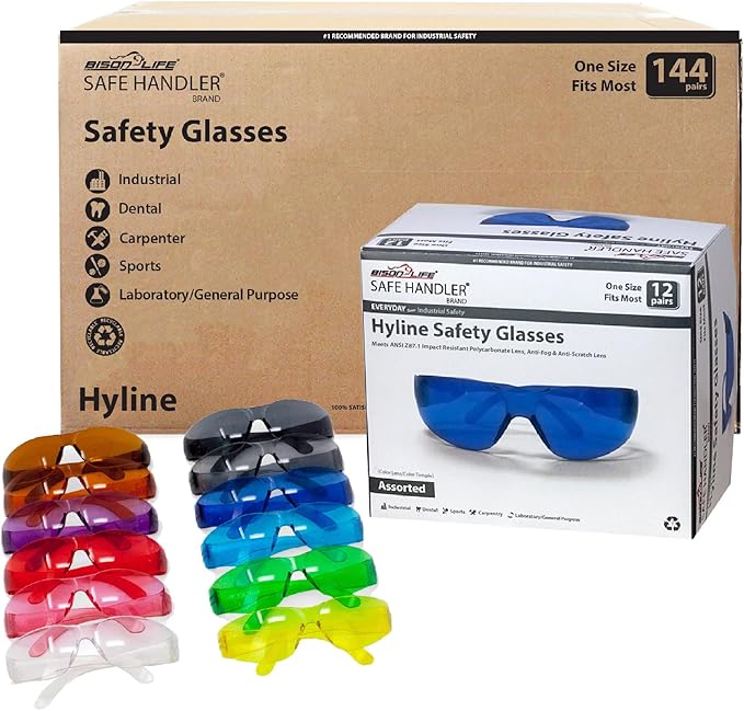 Hyline Anti-Fog Color Safety Glasses Variety, Impact Resistant, Polycarbonate, Anti-Scratch