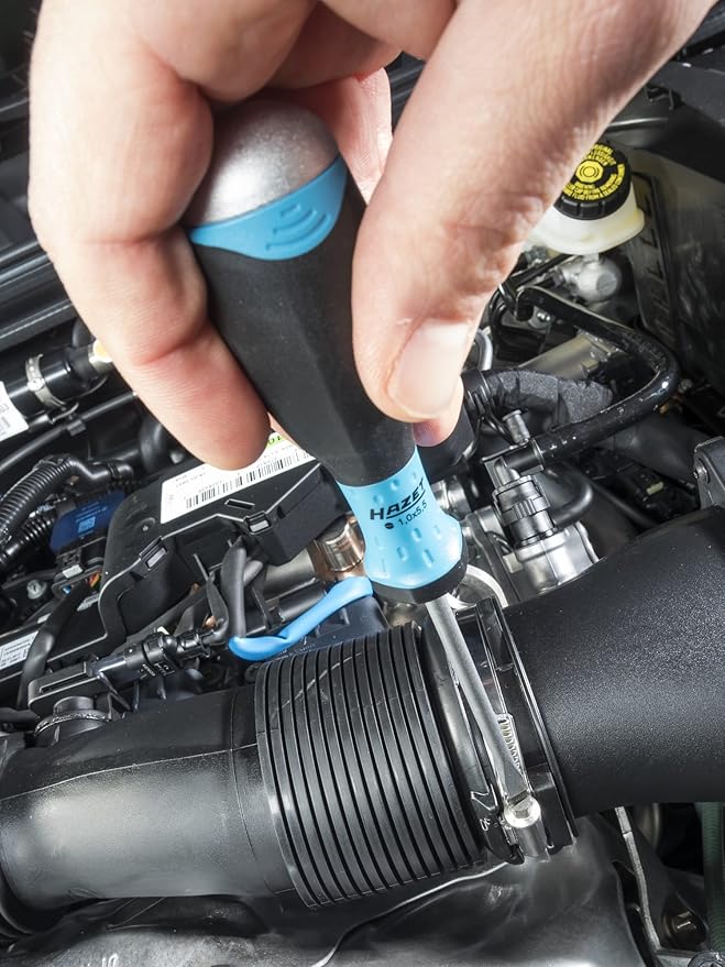 HAZET Screwdriver Set 810U-1/5 I 5-Piece, 3 X Slotted Screwdrivers, 2 X Phillips Screwdrivers I With Ergonomic 3-Component Handle for Maximum Power Transmission