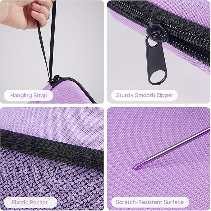 Purple Neck Light with Storage Case, 10-80Hrs Eye-friendly Book Reading Lamp, Knitting Crochet Sewing Craft Light Rechargeable Adjustable, Christmas Birthday Gifts for Book Lovers Knitters Crafters