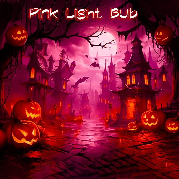 4 Pack 3.2 Inch T10 Pink Light Bulb, E26 Base Edison Bulbs Dimmable, AC 120V 60 Watt Equivalent Clear Glass Filament Bulb, Halloween Christmas Party Bar Colored Light Bulbs, UL Listed