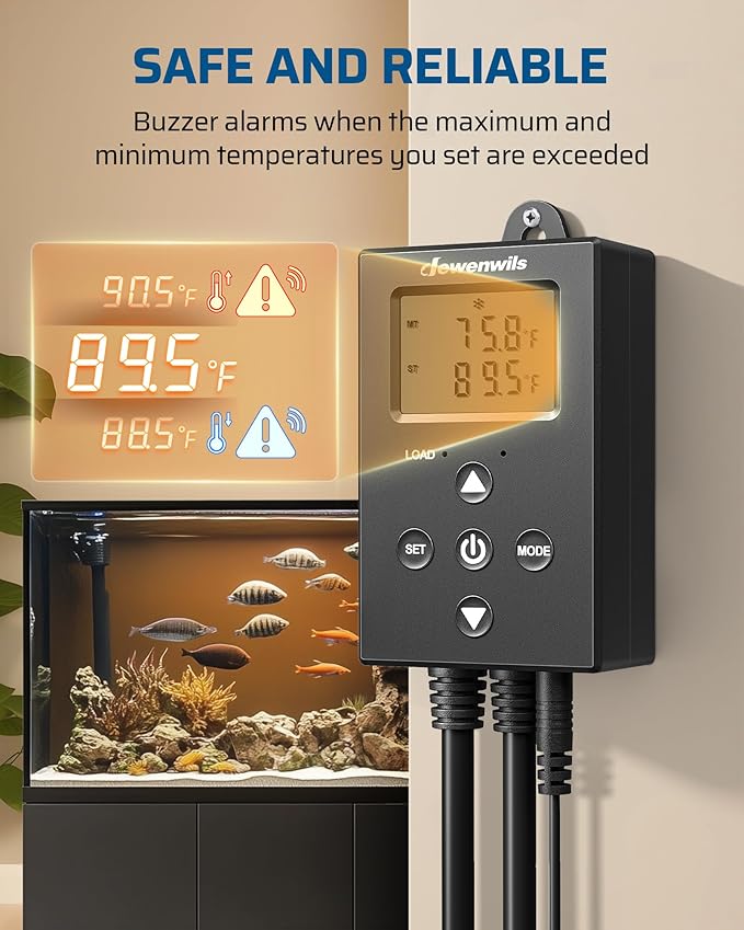 DEWENWILS Digital Temperature Controller Thermostat Outlet with Heating & Cooling Mode for Chest Freezer, Home Brewing, Green House, Incubation, Reptiles, -22°-221°F, 120V/10A/1200W