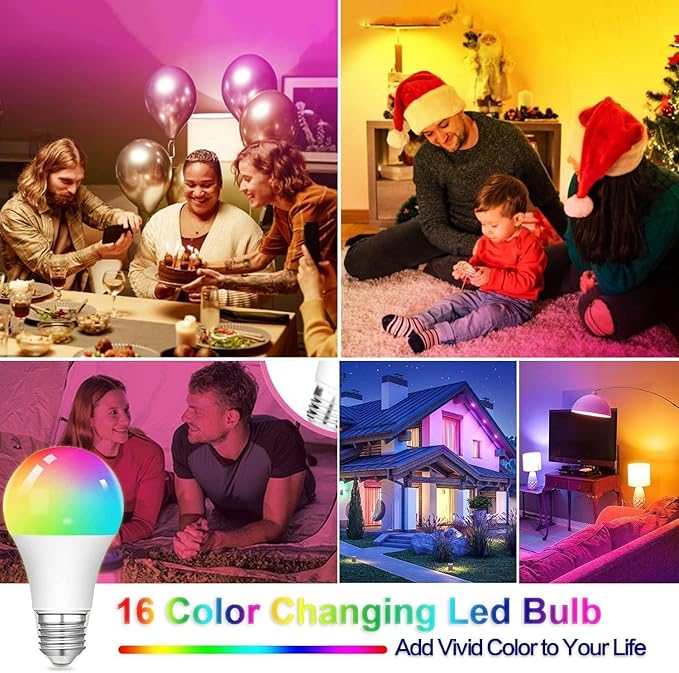 16 Million Colors LED RGBW Bulb, 50000 Hour Lifespan, 2700K-6500K Color Temperature, with Remote
