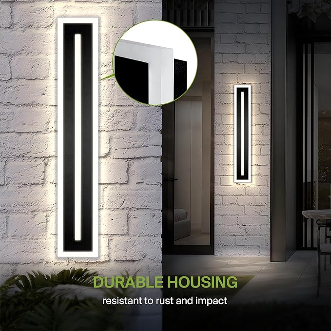 ASD LED 36" Long Wall Mount Light Fixture, Outdoor & Indoor Linear Sconce | 3CCT, Dimmable, Waterproof, Anti-Rust, ETL Listed | 30W 1850LM 3000-5000K 100-277V | Exterior Porch Lighting | Black