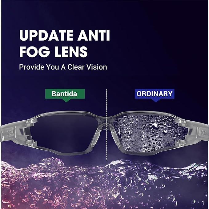 Safety Glasses Anti-Fog Goggles Clear Lens,Adjustable Frames Blue Light Blocking Eye Protection For Men Women