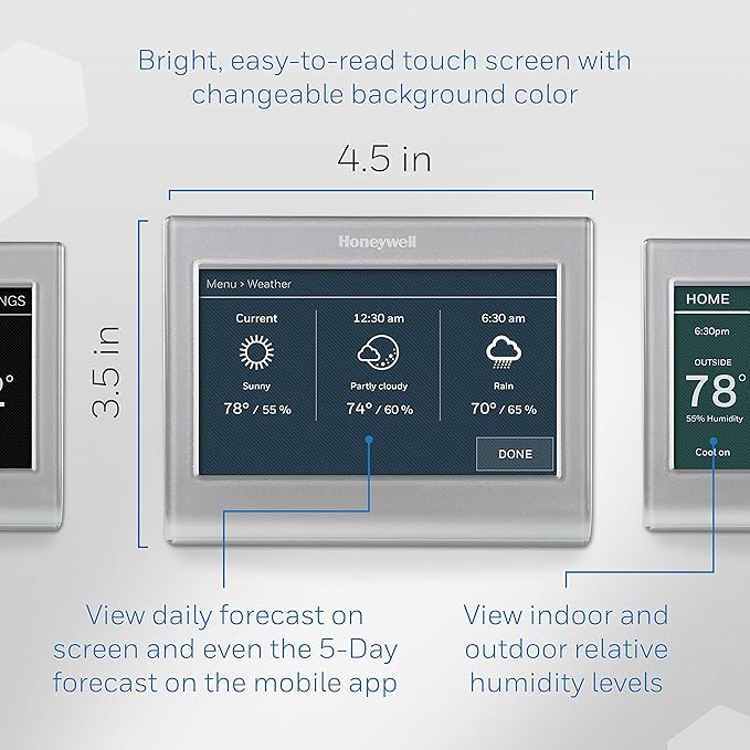 Honeywell Home RTH9585WF1004 Wi-Fi Smart Color Thermostat, 7 Day Programmable, Touch Screen, Energy Star, Alexa Ready