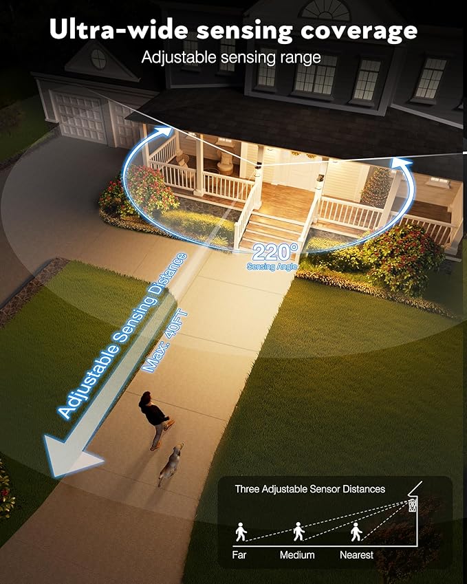 VIANIS Distance-Adjustable Motion Sensor Outdoor Lights, Oil Rubbed Bronze Wall Mounting Porch Light, Waterproof Dusk to Dawn Exterior Lighting Fixtures Sconce, Anti-Rust Outdoor Lanterns for Porch.