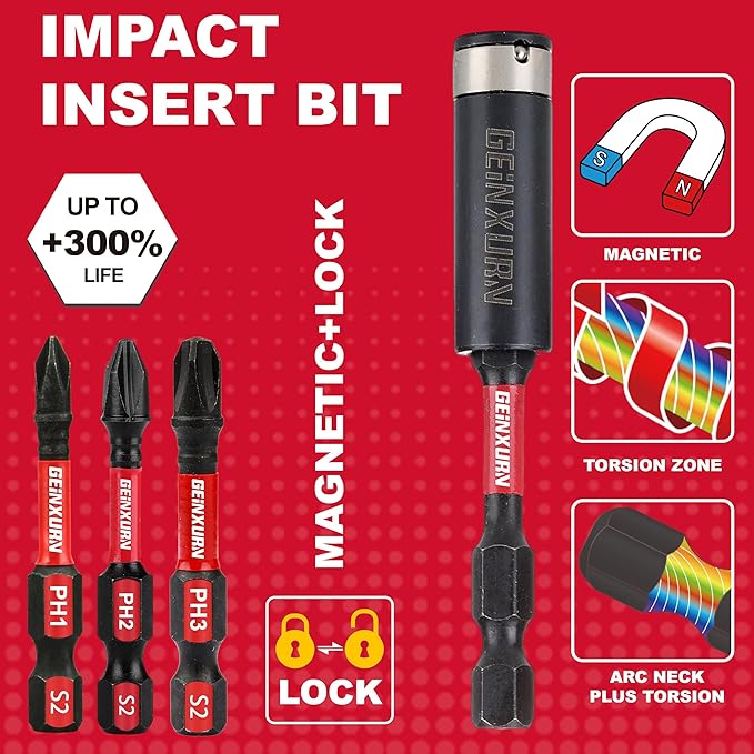 Anti-slip Hex Impact Tough Magnetic Screwdriver Bits Set 2 in. PH1/PH2/PH3 Insert Driver Bits,40Pack 1/4 Inch Hex Shank Phillips Cross Screwdriver Bits Set with 1Pcs Impact Bit Holder