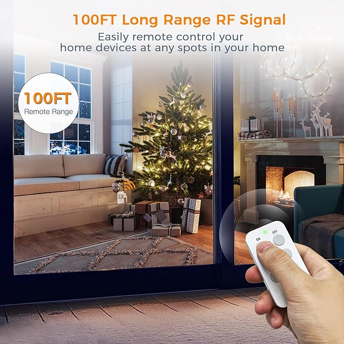Remote Control Outlet, TESSAN Electrical Light Switch, Plug in Wall Plug with ON/Off Switch for Indoor String Lights, Lamps, Home Small Appliances, 100ft Range (1 Remote + 3 Outlets)
