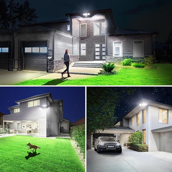 Olafus 100W LED Security Light Motion Sensor Outdoor Light, Motion Flood Light Dusk to Dawn, 9000LM Super Bright 6500K Exterior Motion Detector Floodlight for Garage Yard Porch Eave IP65, Black