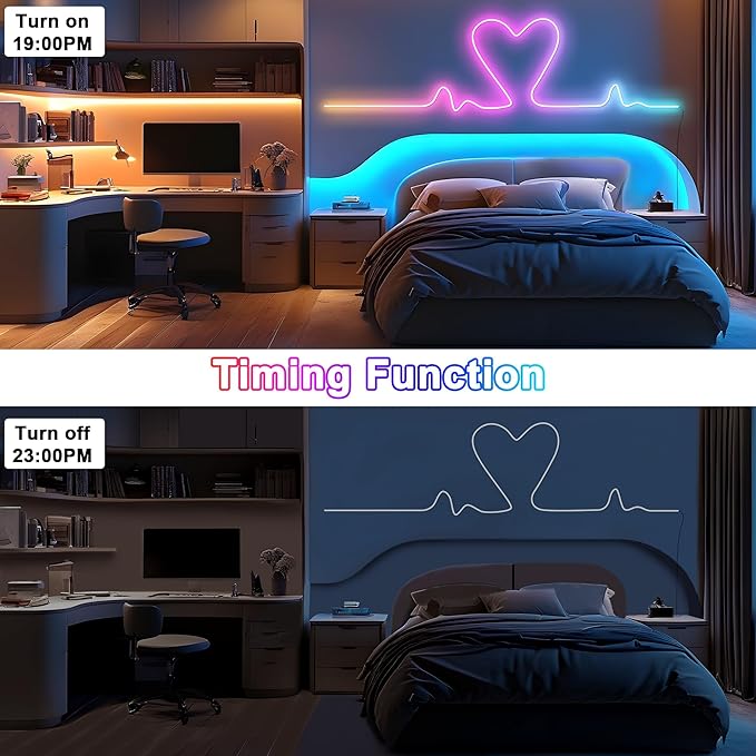 Cozylady RGB Neon LED Rope Lights, Waterproof Bluetooth APP Remote Control Music Sync Strip Lights, 24V Flexible DIY Silicone Light for Bedroom Home Indoor Outdoor Decor (15M/50Ft)