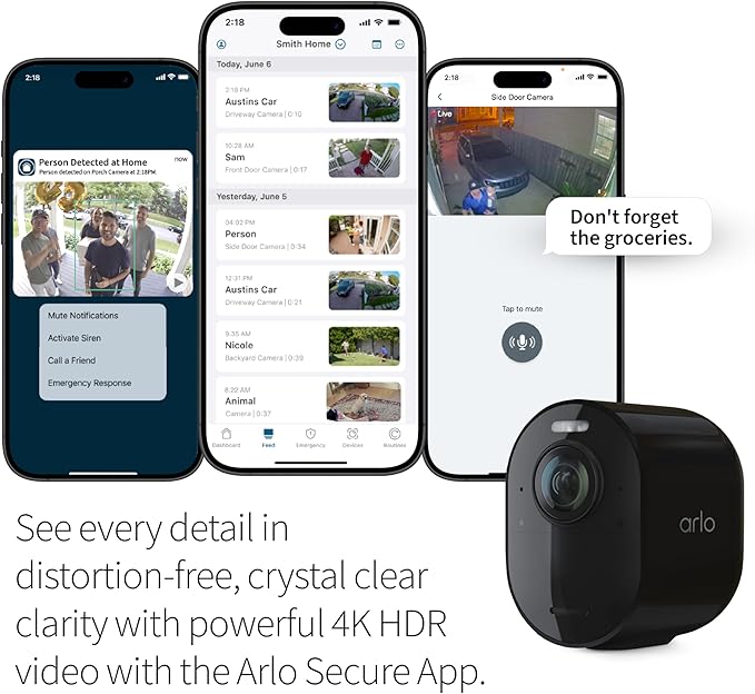 Arlo Ultra 2 Spotlight Camera 4K HDR (Camera only, SmartHub Sold Separately & is Required to Operate | Wireless Home Security Camera | Color Night Vision, Motion Sensor, 180º View, 2-Way Audio, Black