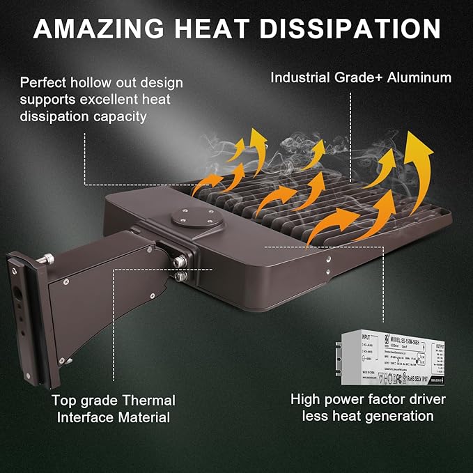 300W LED Parking Lot Light, 5700K 42000LM LED Shoebox Area Light [1000W MH/HPS Equiv.], 0-10V Dimmable Outdoor Pole Flood Lights with Arm Mount, IP65 20KV Surge Protection AC100-277V UL&DLC Listed